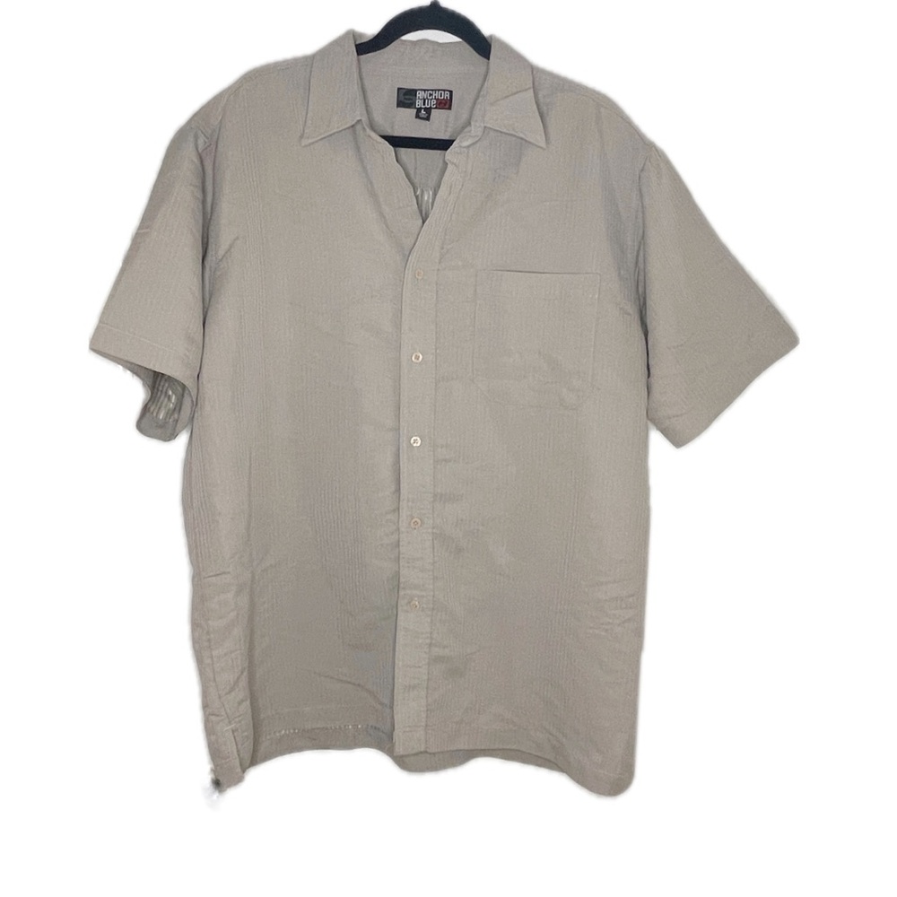 Men’s Anchor Blue Short Sleeve Beige Taupe Shirt
